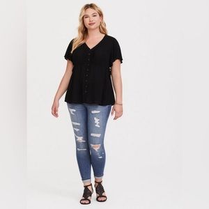 Torrid | Textured Woven Flutter Sleeve Blouse Side Ties Size 00 M L 10